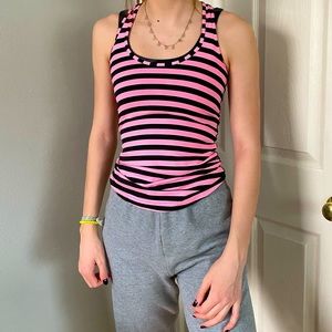 Black and Pink Striped Lululemon Racerback tank